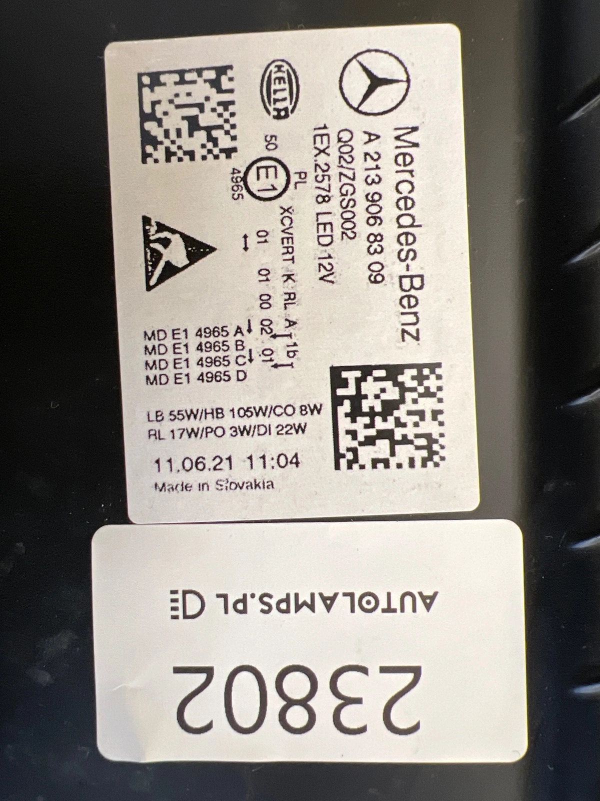 Phare gauche Mercedes Classe E W213 Led Multibeam A2139068339 Autolamps 2 Phare gauche Mercedes Classe E W213 Led Multibeam A2139068339