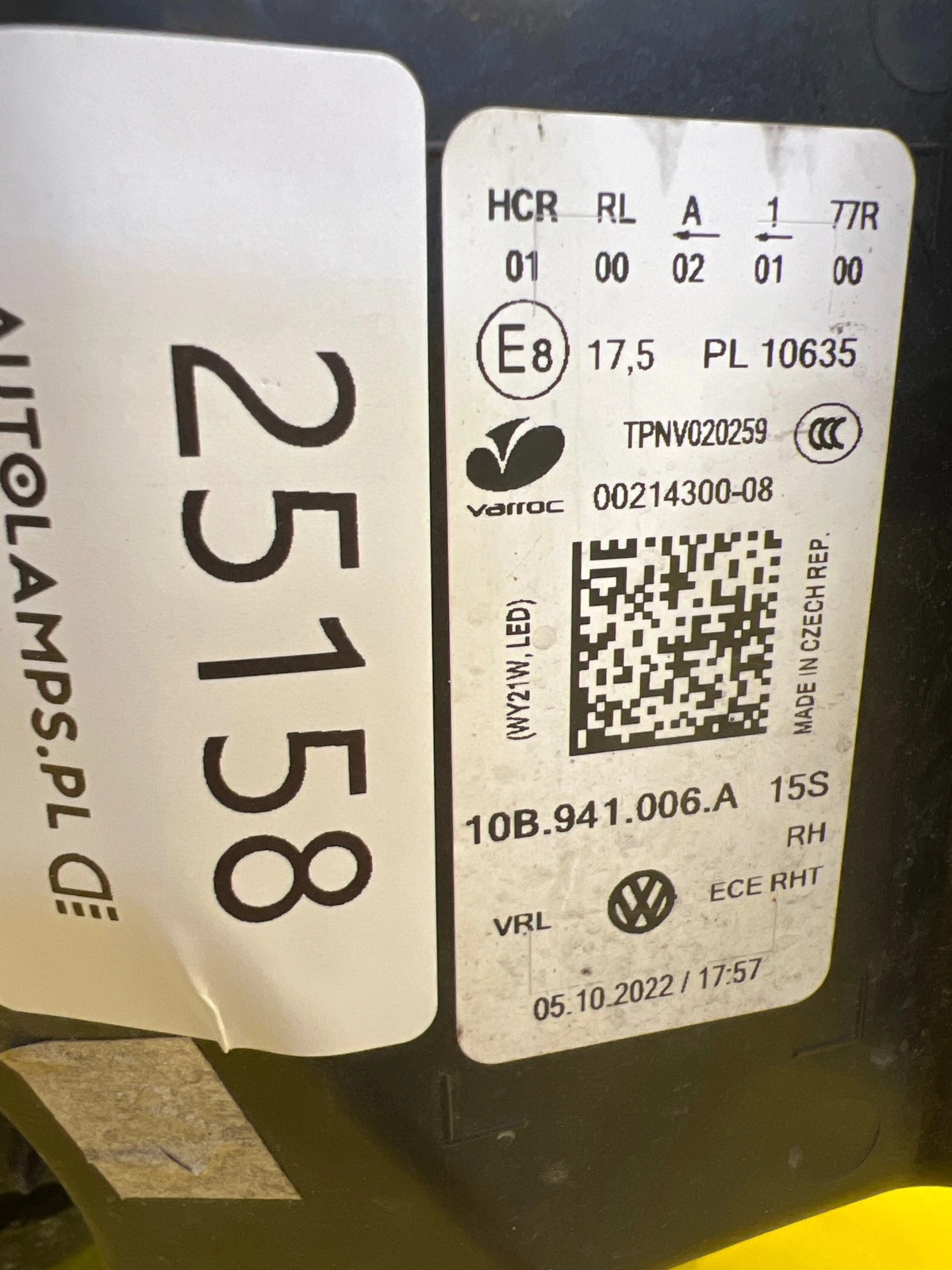 Phare droit VW ID3 ID.3 Full Led 10B941006A Autolamps 2 Phare droit VW ID3 ID.3 Full Led 10B941006A