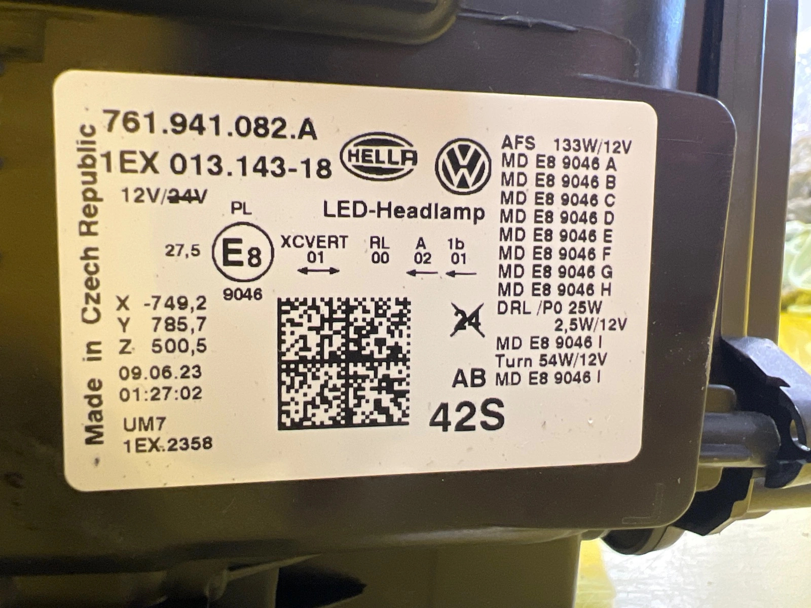 Phare droit VW Touareg III 3 19- Full Led 761941082A Autolamps 4 Phare droit VW Touareg III 3 19- Full Led 761941082A