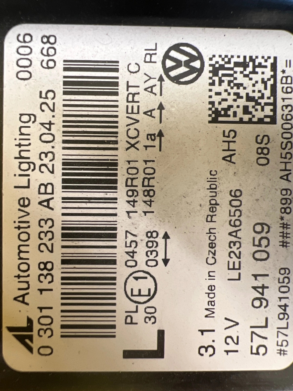 Phare avant gauche VW Tayron II complet 57L941059 Autolamps 2 Phare avant gauche VW Tayron II complet 57L941059