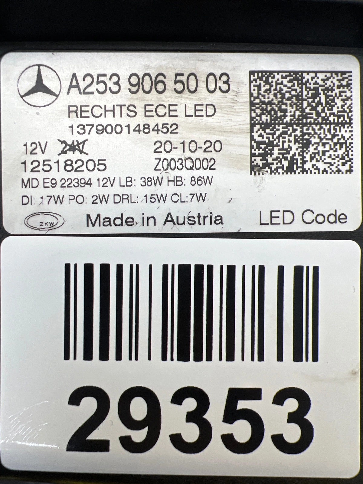 Phare droit MERCEDES GLC W253 LIFT FULL LED 19- A2539065003 Autolamps 2 Phare droit MERCEDES GLC W253 LIFT FULL LED 19- A2539065003